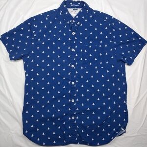 Zip Code Brand Medium Slim Fit Men's Blue Sailboat Print Shirt